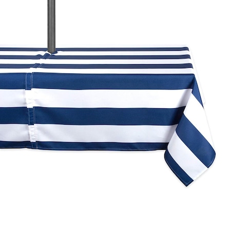 Fastfood 60 x 120 in. Nautical Blue Cabana Stripe Outdoor Tablecloth with Zipper FA1535536